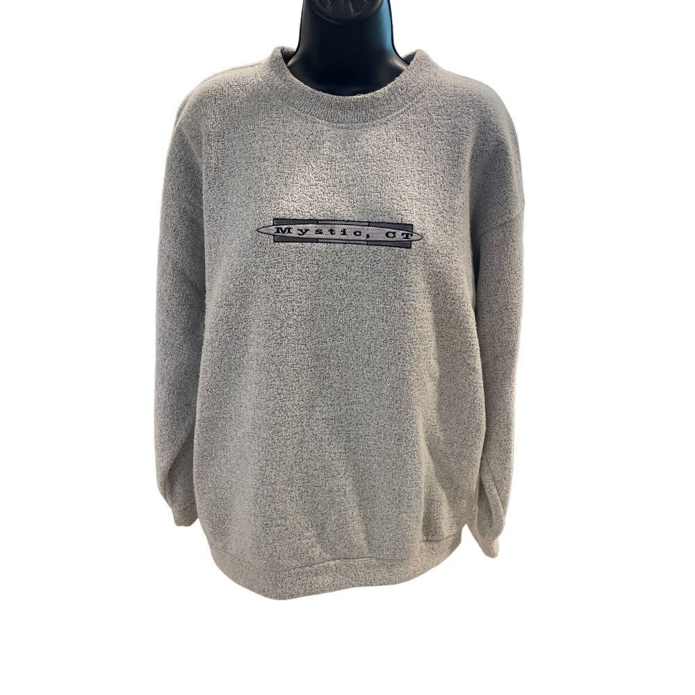 Light Gray Mystic CT Souvenir Made in USA Heavy Sweatshirt Sz L